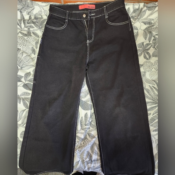 JNCO Black Wide-Leg Jeans - Picture 1 of 4